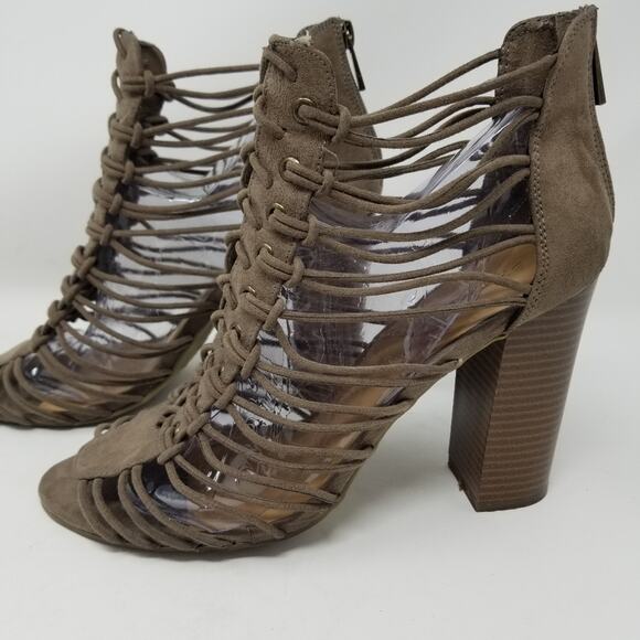 Bamboo Brown Suede Zip Back Heels Zipper Back Foot Hugging Heel Snug fit Size 10 - Picture 3 of 11